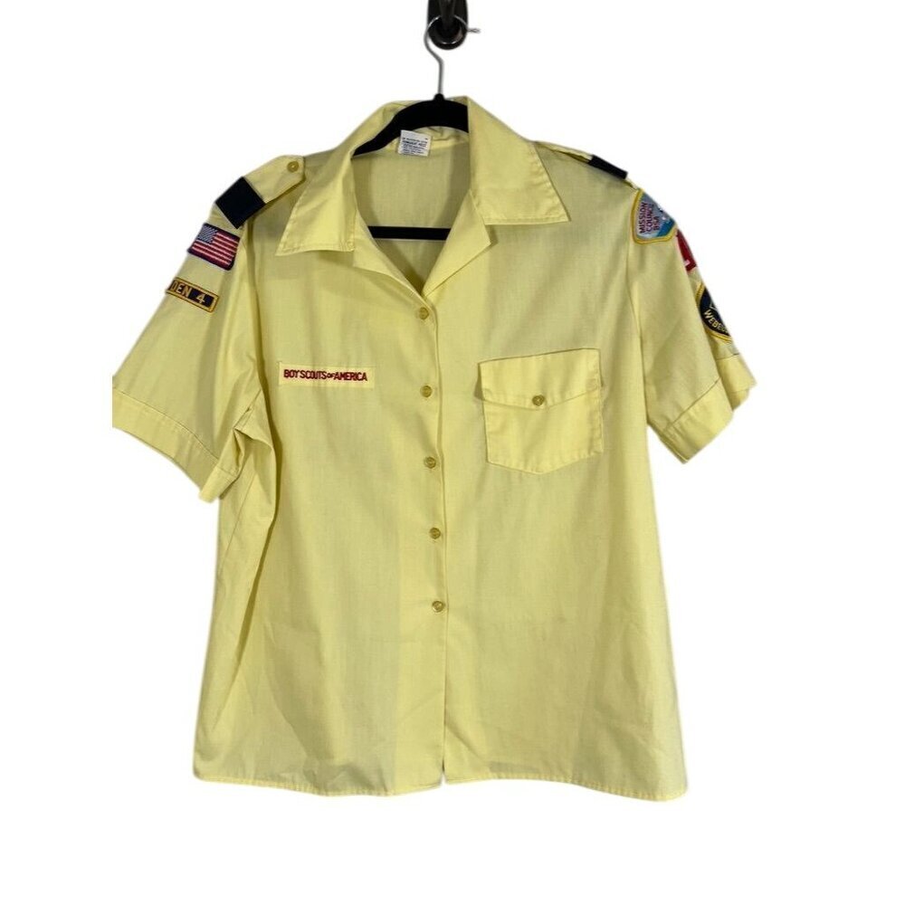 Boyscouts of America Shirt Men 18 Yellow Mission Council Webelos Den 4 Leader